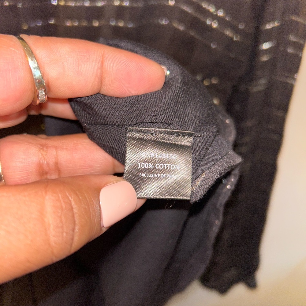Vacate the Label Dress - black long sleeve ruffle mini length w/silver metallic - Picture 9 of 11